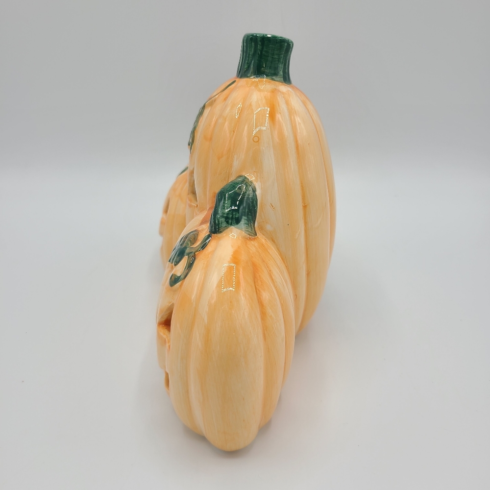 Vintage Ceramic Halloween Jack-o-Lantern Pumpkins Candle Holder Tealight Taiwan - Picture 4 of 9